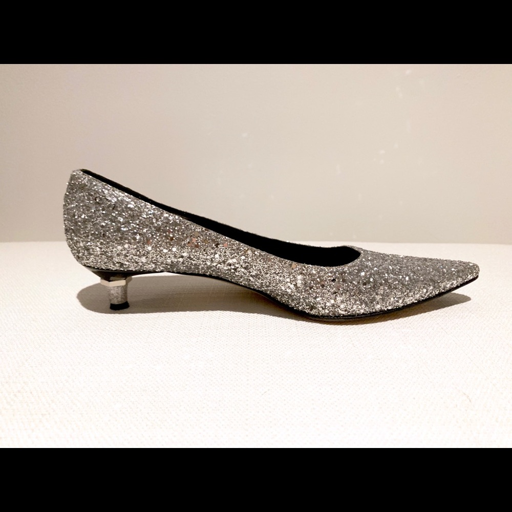CASADEI Elvis Silver Glitter Encrusted Heels 39.5
